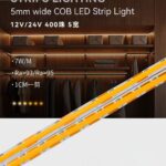 12V 24V 5mm COB LED Strip Light 400D 1